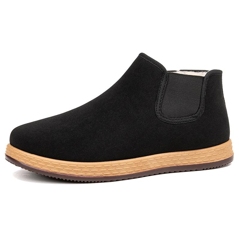 Winter neue alte Peking Schuhe Herrenstiefel warm und rutschfest Wolle Mittelalter und ältere Vaterschuhe gestapelte und verdickte Baumwollschuhe