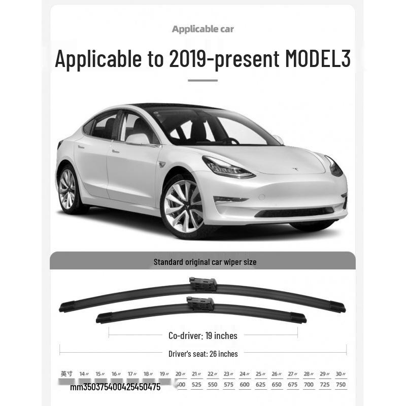 Compatible Tesla Original Wiper Blades for Model 3, Model Y, Model S, and Model X - Silent Rubber Strips