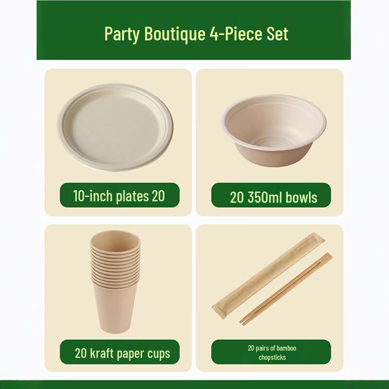 SPSR Degradable Disposable Paper Party Dinnerware Set