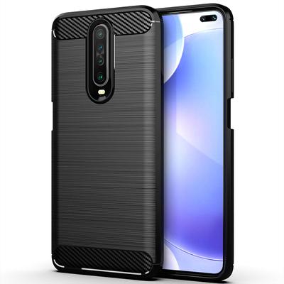 Silikonowe etui do Xaomi Redmi K30 k30i 5G z uchwytem/podstawką, odporne na wstrząsy, pokrowiec na telefon dla xiaomi Mi Poco X2, etui ze szczotkowanego włókna węglowego