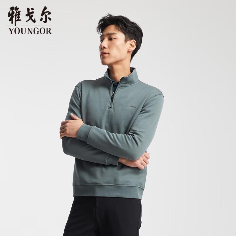 YOUNGOR Men s Half-Zip Mock Neck Sweatshirt L