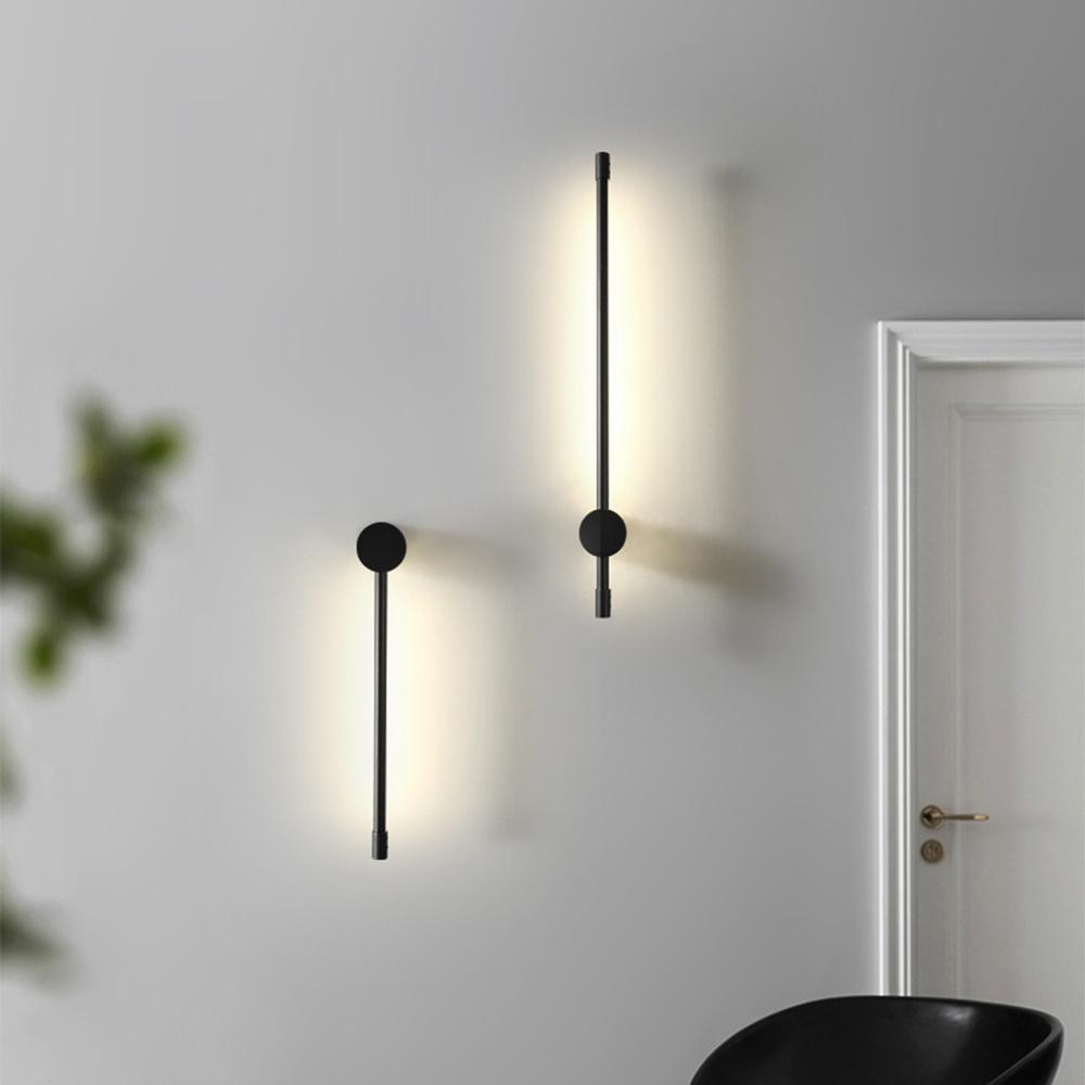 Bedroom Bedside Lamp Strip LED Wall Lamp Simple Modern Staircase Living Room Background Wall Light Hotel Black Gold LED Sconce