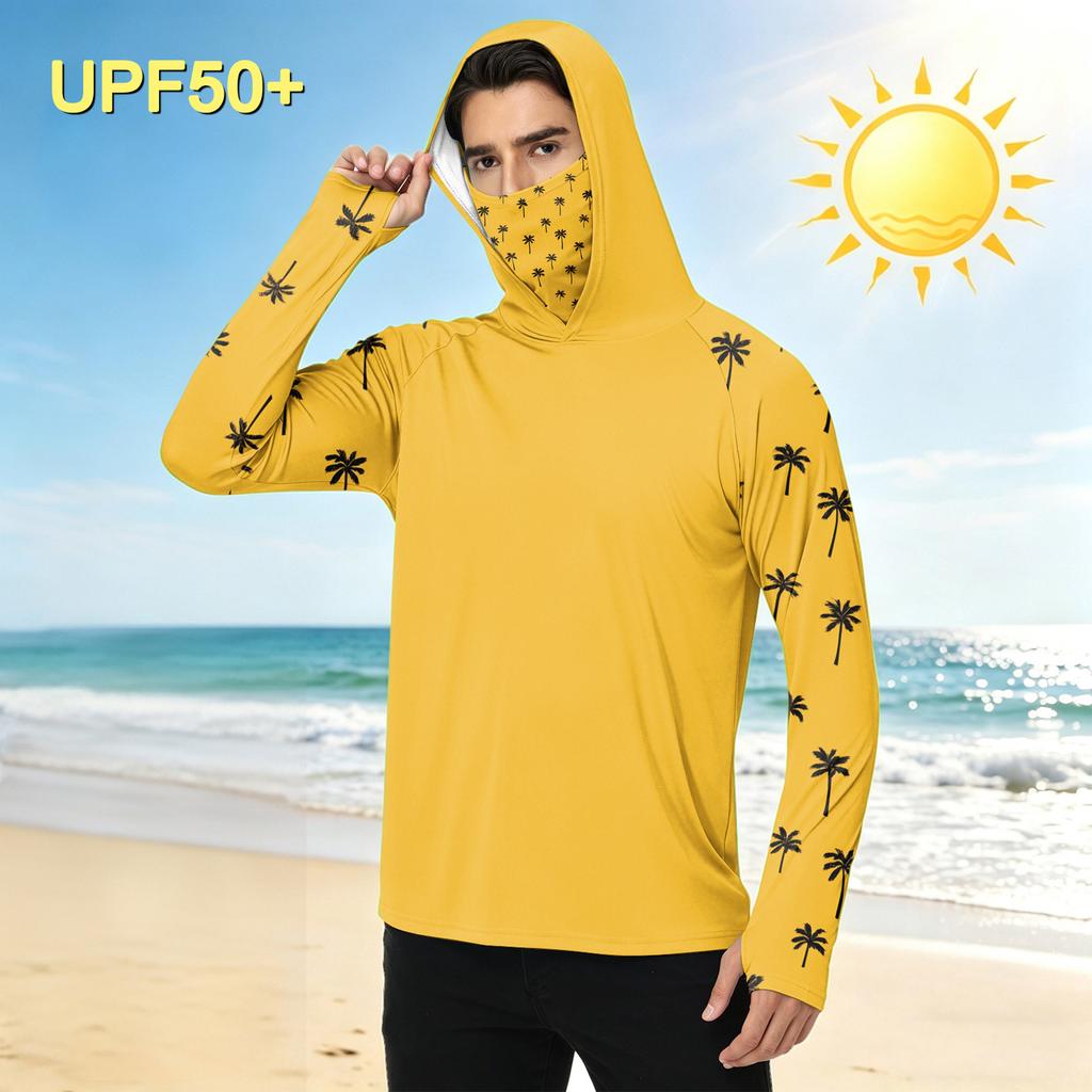 Heren Casual Outdoor Hawaiiaanse Print Hoodie Lange Mouw Zonbescherming Shirt Lichtgewicht Ademend Sneldrogend Stof voor de Zomer