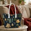 Cute Camping Pattern Tote Bag for Women Portable Large Capacity Casual Daily Shoulder Handbag for Outdoor Travel Shopping