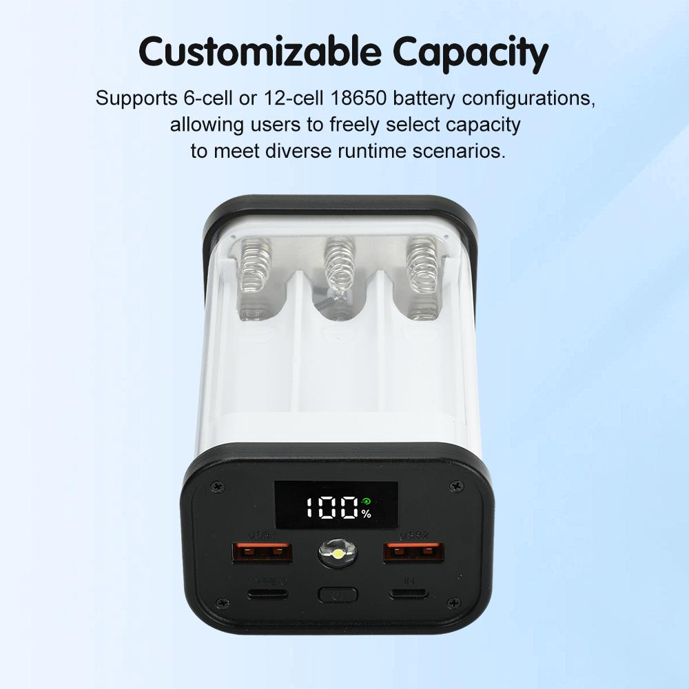 Battery Storage Box 6x 12x 18650 DIY Power Bank Case Digital Display Dual USB Fast Charger Type C Interface Battery Holder Case