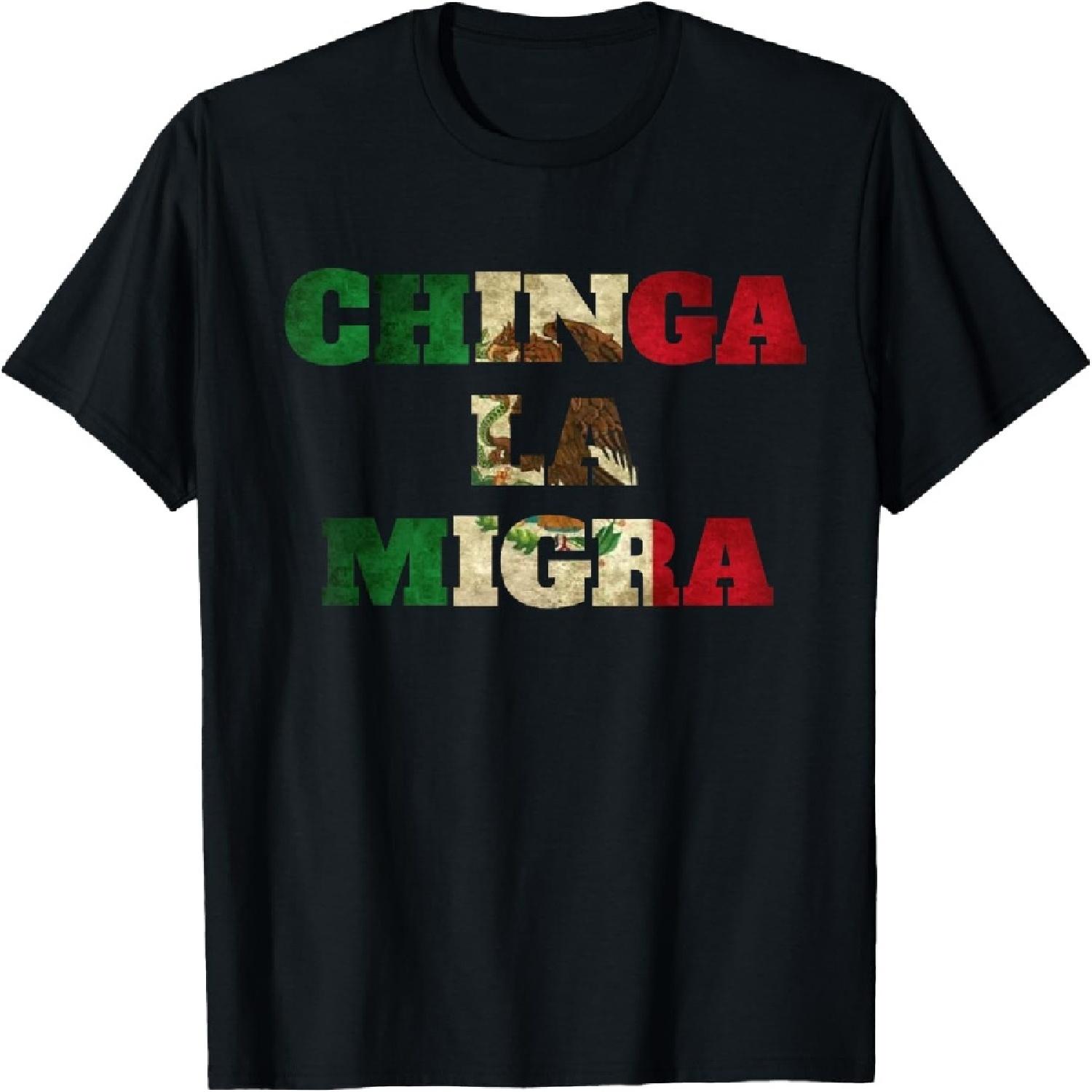 

Retro Chinga La Migra Mexico Flag Bandera ICE Immigration T-Shirt XXXXXL різнокольоровий