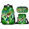 Teenage Hacker BEN10 Backpack, Elementary School Backpack, Three Piece Set, Children's Backpack, Shoulder Bag, Pencil Case
