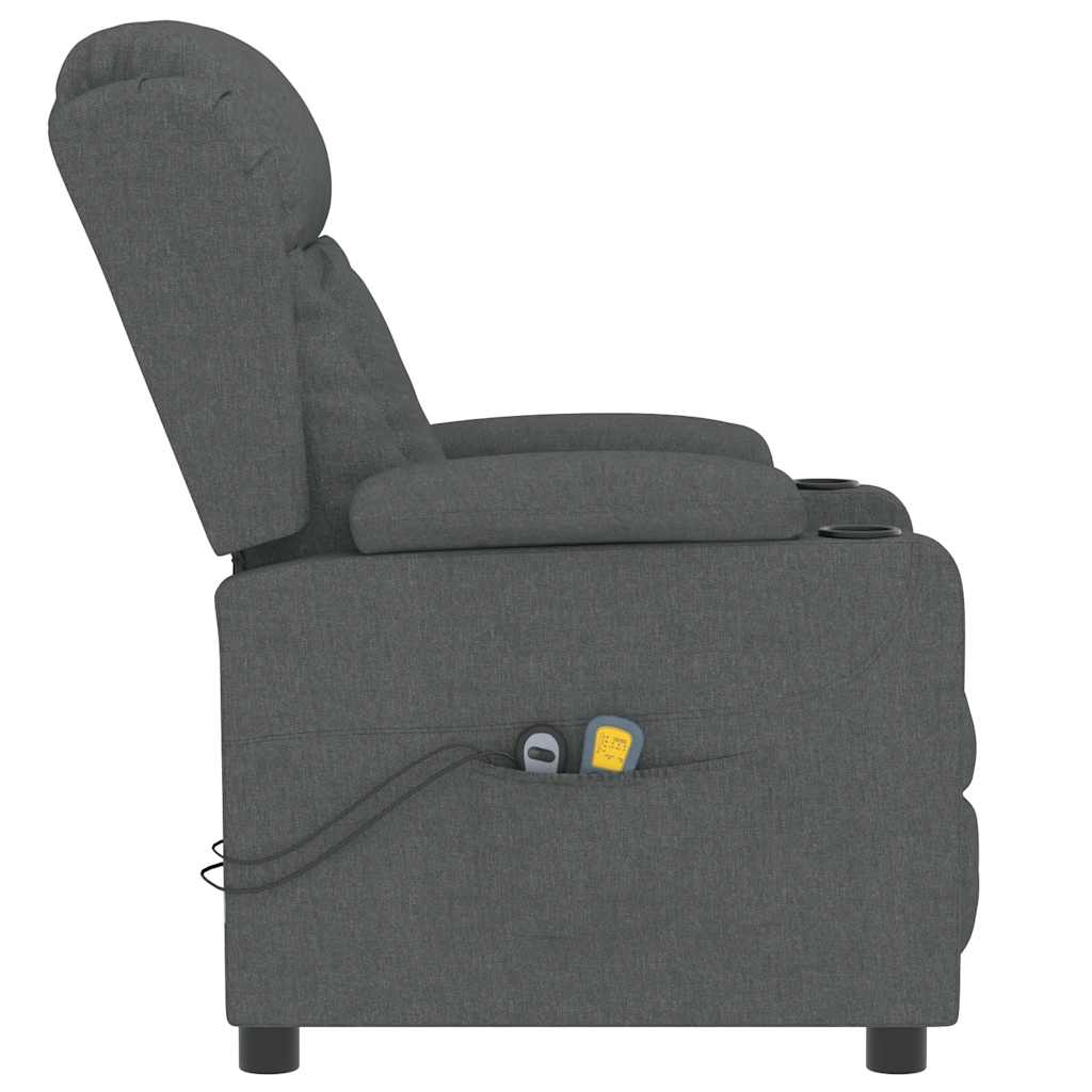 Electric Massage Recliner Dark Grey Fabric