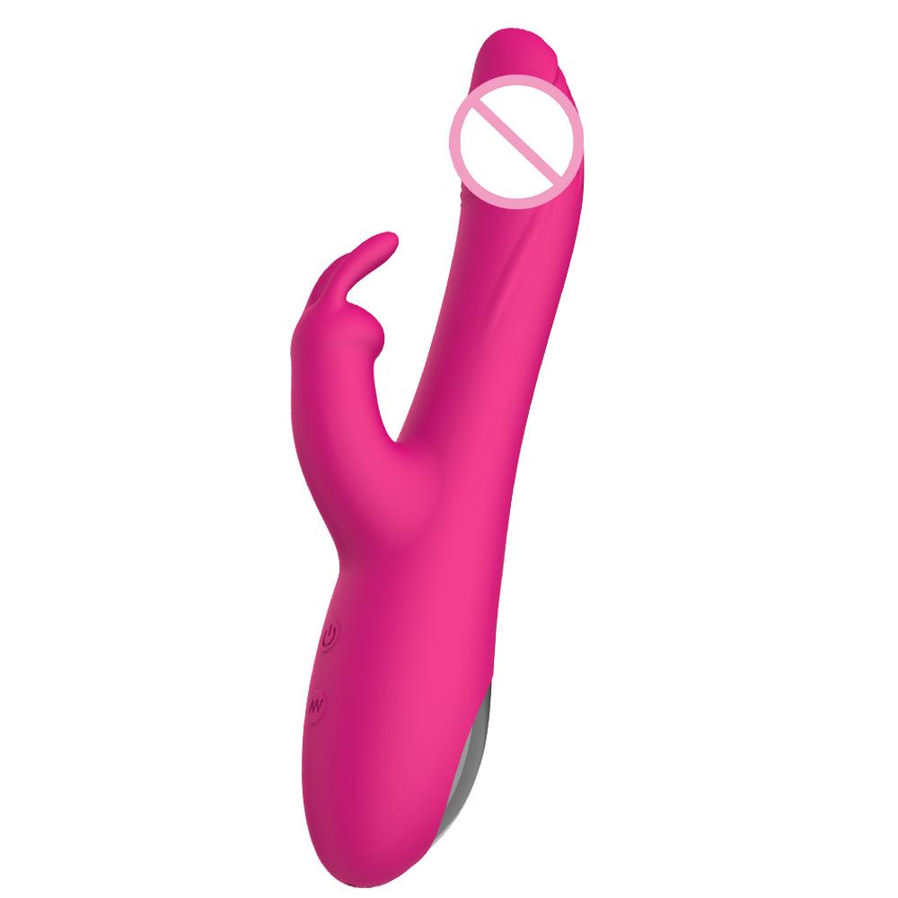Rechargeable Double G-Spot Rabbit Vibrator for Women - Telescopic Design