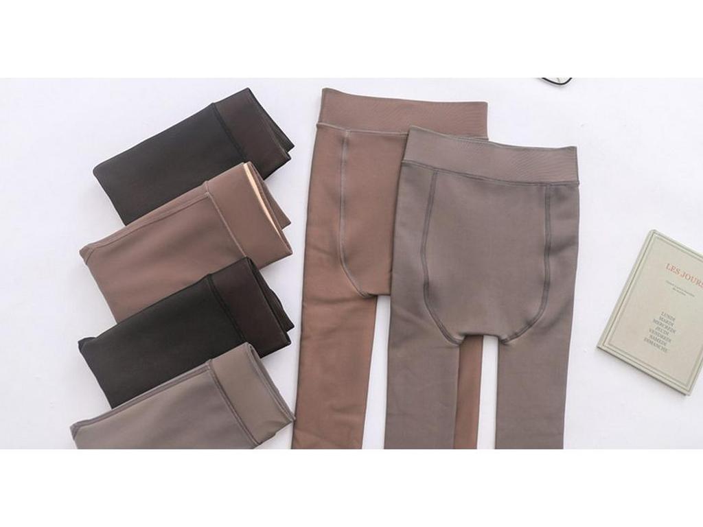 Stewardess Grey Sheer Plus Size Leggings with Faux See-Through Fleece-Lined Pantyhose for Autumn/Winter
