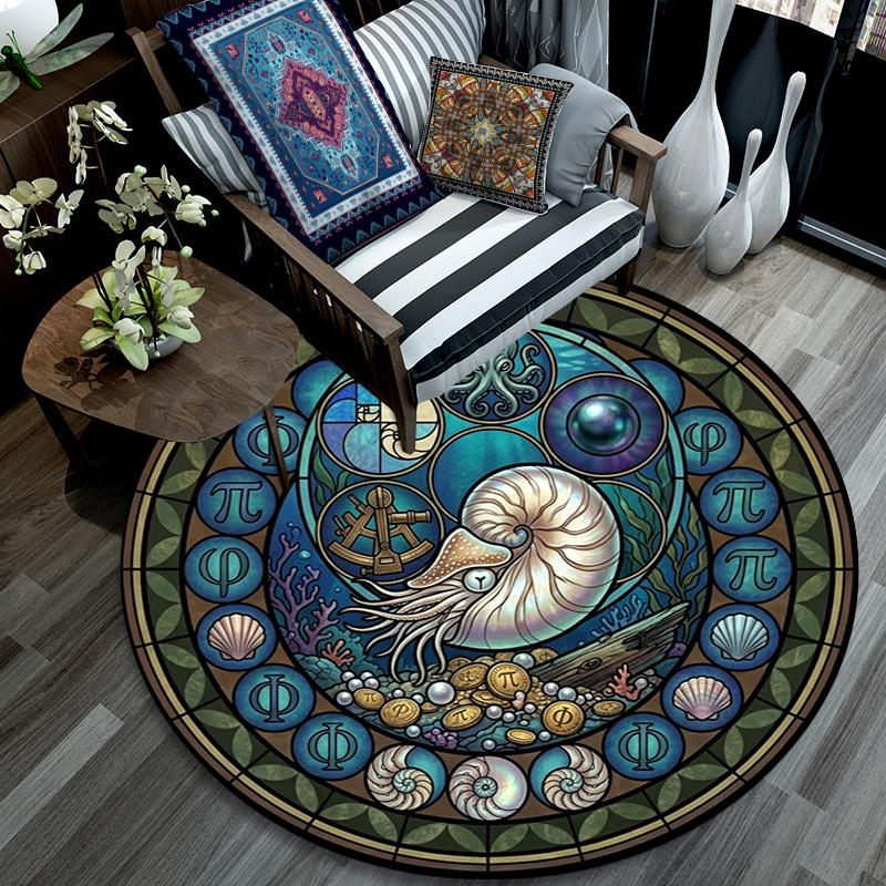 Underwater Treasures Round Area Rug Under Office Chairs Bedroom Living Room Home Decor