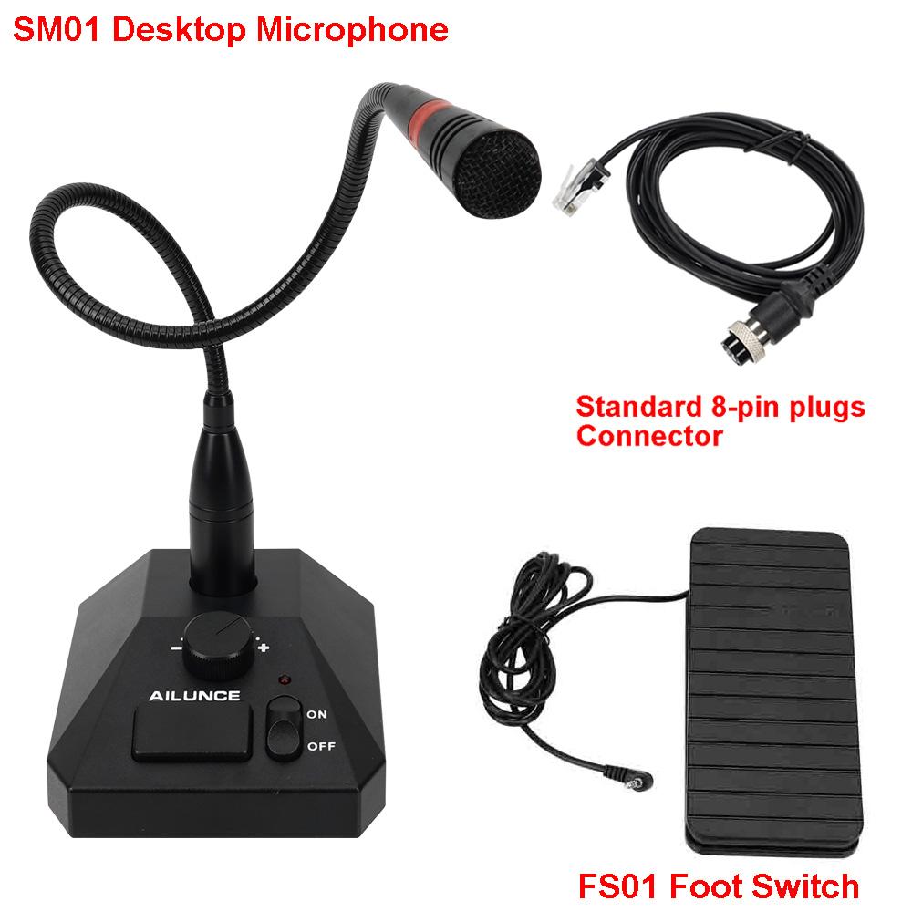 Aliunce Sm01 Microfone de mesa para walkie talkie Rt622 Rt3s Hd1 Ra685 Rt95 Rádio bidirecional Microfone de mão 2 pinos / Gp328plus