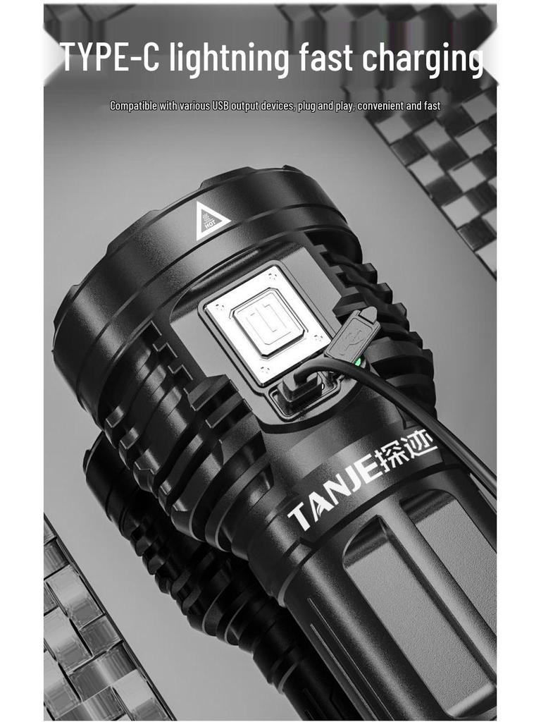 Ultra-Bright Rechargeable Outdoor Flashlight, Eight-Core, Multifunctional, Long-Range.