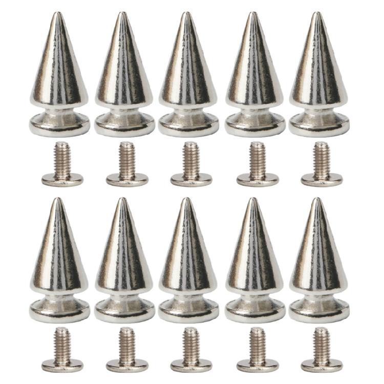 Clous à pointes Rivets Métal Argenté Rivets Décoratifs Punk, 10 Pièces Rivets Pointus à Visser Boucles Bouton Gothique pour Artisanat DIY