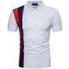 Men's New Lapel Short Sleeve Polo Patchwork T-Shirt Top