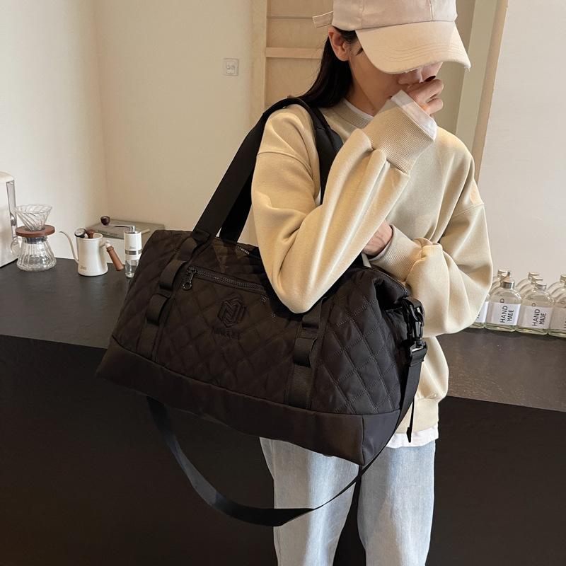 Rhombus boarding model, women's simple foreign gas dry and wet separation sports fitness bag, portable pull rod travel bag
