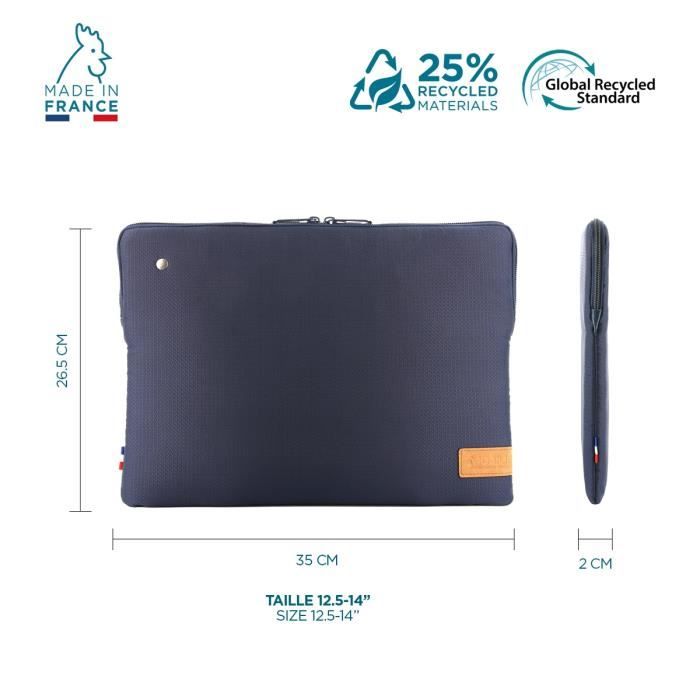 Housse ordinateur 12.5 - 14'' Fabriquée en France 25% recyclée 12,5-14''