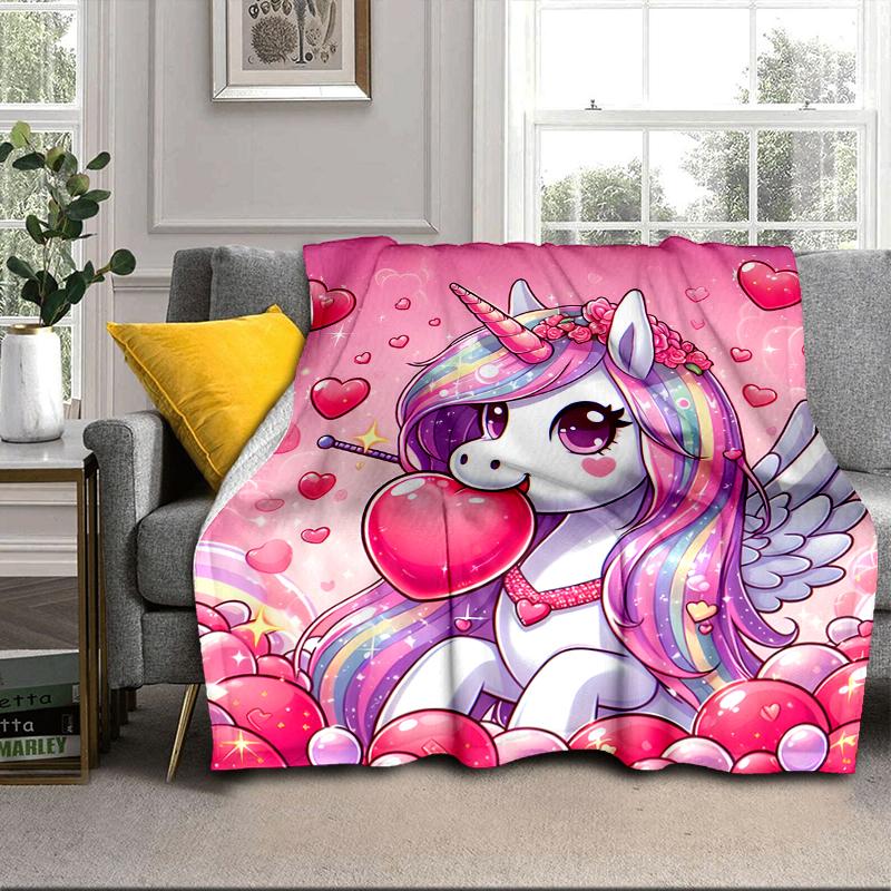 Rainbow Unicorns Garden Blanket Flannel Blanket for bed, sofa, Camping, Hiking, Picnic Essentials, gift for family Fan gifts
