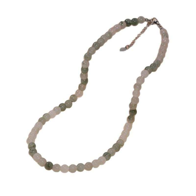 Tian Shan Emerald Jade Necklace & Bracelet Set for Women - Simple, Luxurious Design with Natural Stone Beads