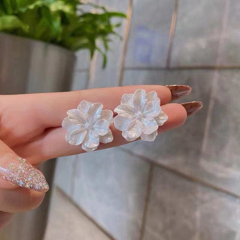White Flower Stud Earrings For Women Flower Earring Teens Girl Party Jewelry