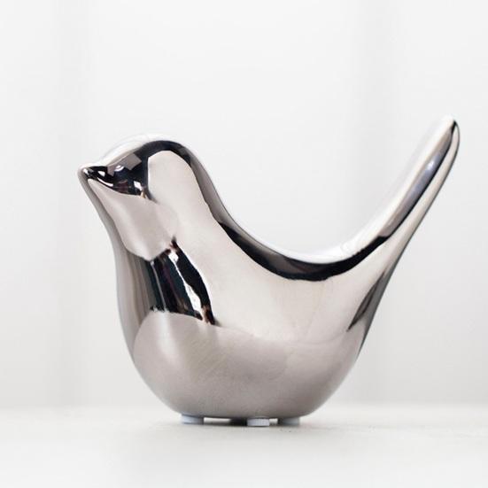 Ceramic Abstract Black Bird Statue Sculpture White Golden Bird Figurine Modern Home Office Living Room Tabletop