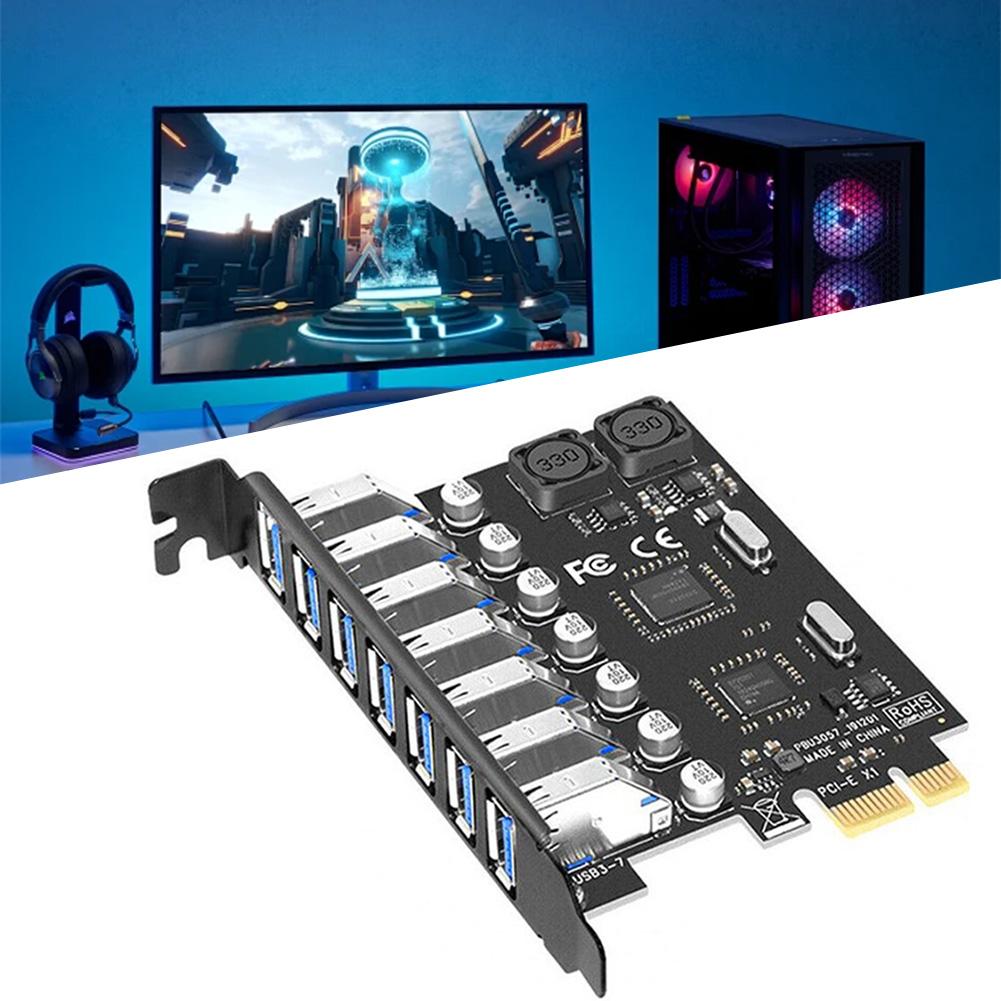 7-Port USB 3.0 PCIe Expansion Card 5Gbps PCI Express Card USB 3.0 Front Controller Adapter Card for Windows 11/10/8/7/XP/Linux