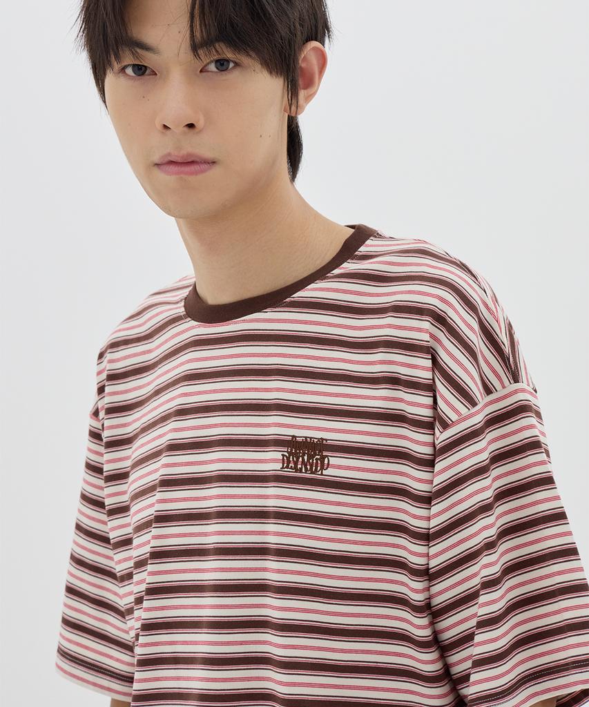 URBANAGE Multi-Stripe Oversized Short Sleeve_Brown