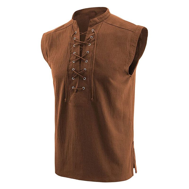 Amazon Medieval Viking Sleeveless Shirt Gothic Victorian Men's Loose Top T-Shirt