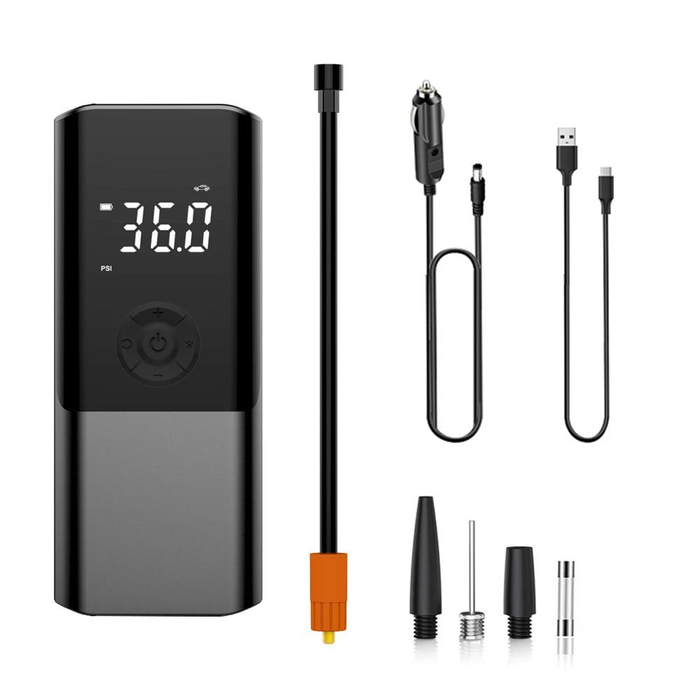 

1 комплект воздушного насоса портативный новый мини самоходный электрический насос для шин ручной двухцелевой автомобильный воздушный насос большой емкости Bat чёрный