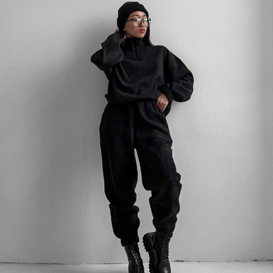 Frühlingsverkauf Neue Damenmode Lässig Locker Reißverschluss Kapuzenpullover Set 2 Teile
