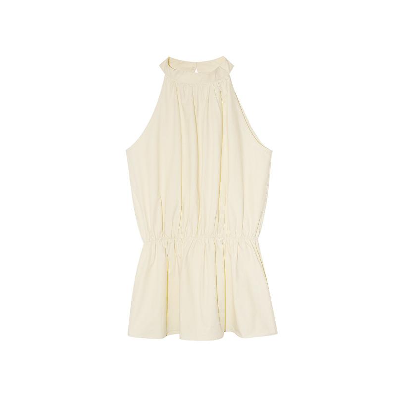Summer French Minimalist Temperament Waist Stand-up Collar Vest Sleeveless Top Women's S