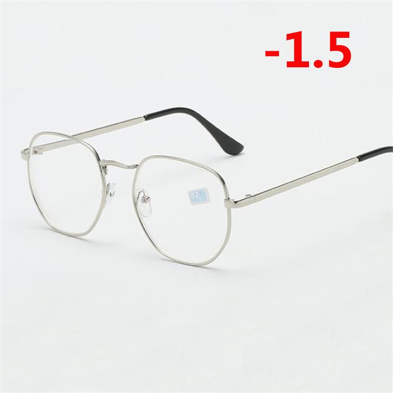 -1.0 -1.5 -2.0 To -6.0 Student Myopia Glasses Finished Golden And Black Frame Blue Film Short Sight Eyewear Prescription Glasses