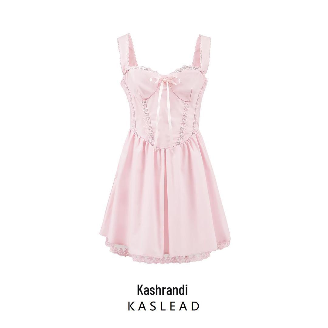 

2024 Winter Women s European & American Style Lace Waist-Hugging Dress Large рожевий