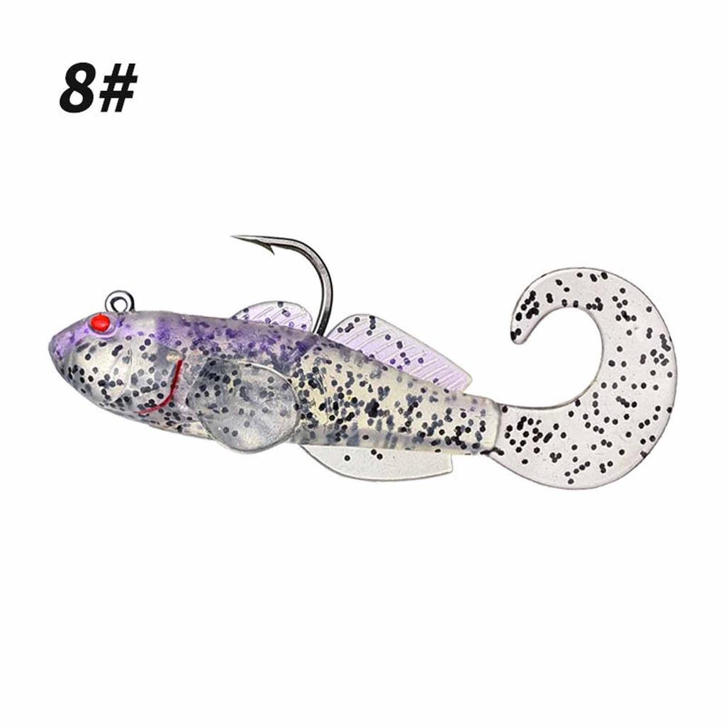 Barbless Single Hook Soft Fishing , Fish Tail Imitation for Bass & Fishing