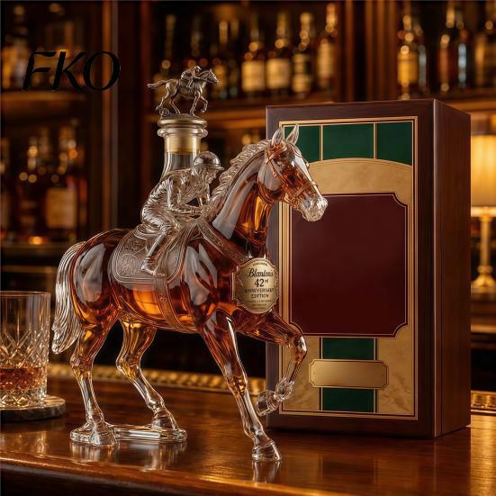 Durable Glass Whiskey Container Decanter, Horse Shape, High Borosilicate Wine Bottle, Gift for Men Preserves Aroma And Flavor Container, Lovers