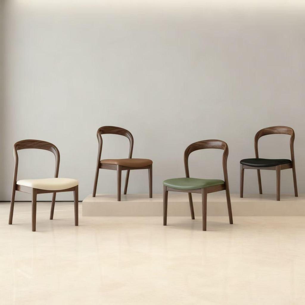 Solid Wood Vintage Modern Minimalist Dining Chair with Backrest for Home, Hotel, or Restaurant
