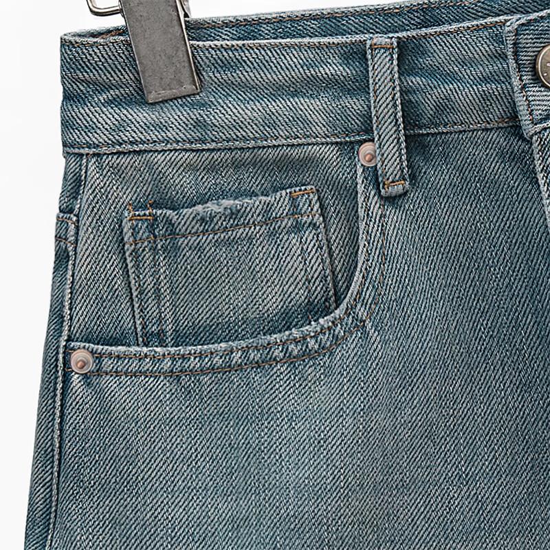 Shorts en jean vintage délavé taille haute jambe large Sisbaishe