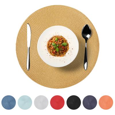 Round Woven PP Placemats Heat Resistant & Oil Proof Simple Solid Color Table Mats for Dining Kitchen Table Modern Home Decor