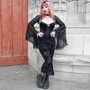 Dark Spring/Summer Lace Bell Sleeve Casual Black Cardigan Top
