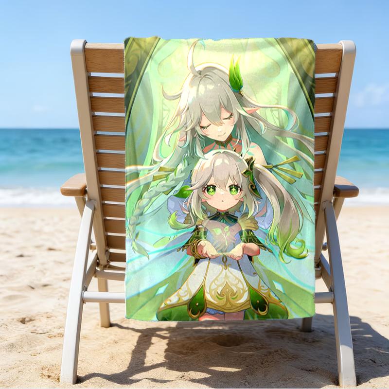 Proof Beach Towel with a Genshin Impact Characters5 Pattern - Soft,absorbent,quick-drying,machine Washable - Perfect for Swimming,camping,bathing