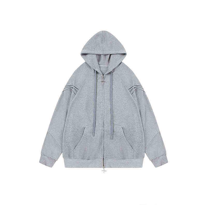 

2024 Унисекс Модная толстовка с капюшоном в гонконгском стиле M серый