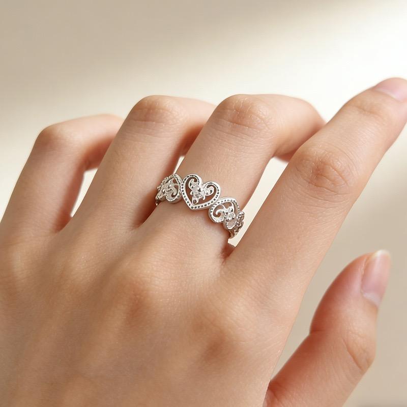 Xiaomi BF CLUB 925 Sterling Rings for Women Simple Geometric Handmade Irregular Retro Hollow Heart Ring Allergy For Birthday Gift