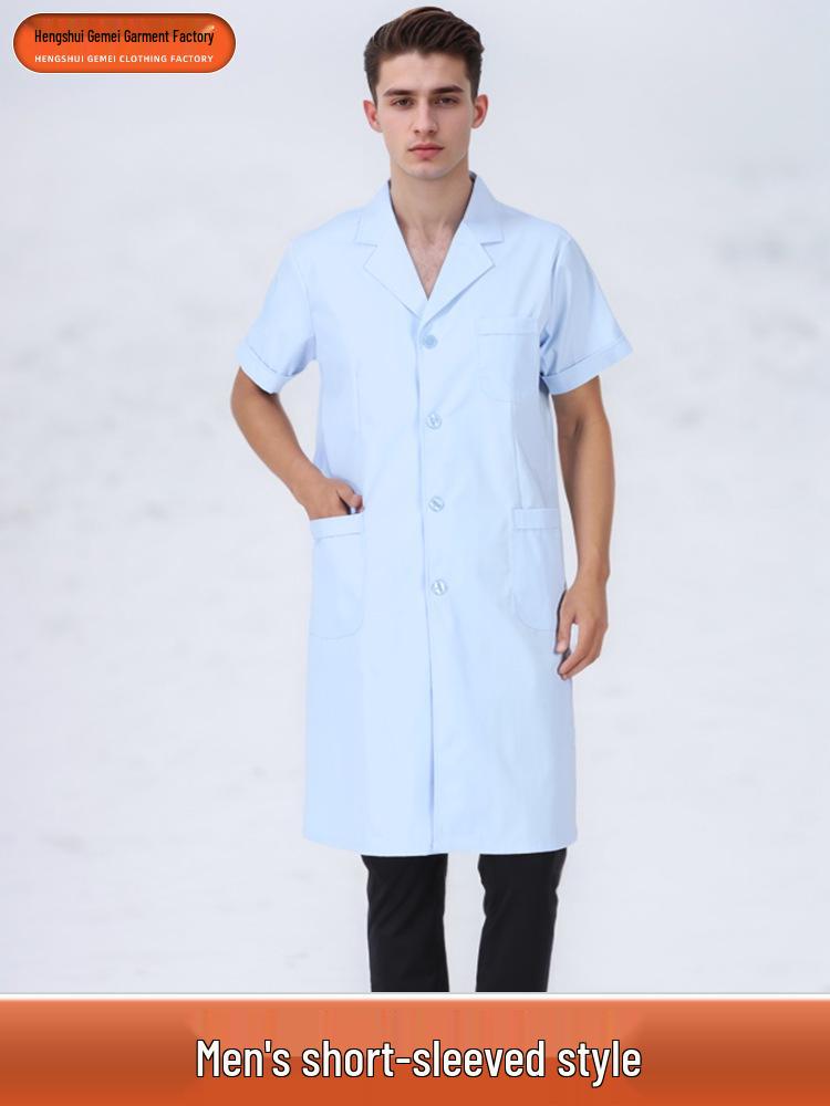 

Men s and Women s Short Sleeve White Coat & Long Sleeve Thick Blue Doctor s Coat with Elastic Cuffs for Lab, Physician, and Nurse Workwear. Extra Large