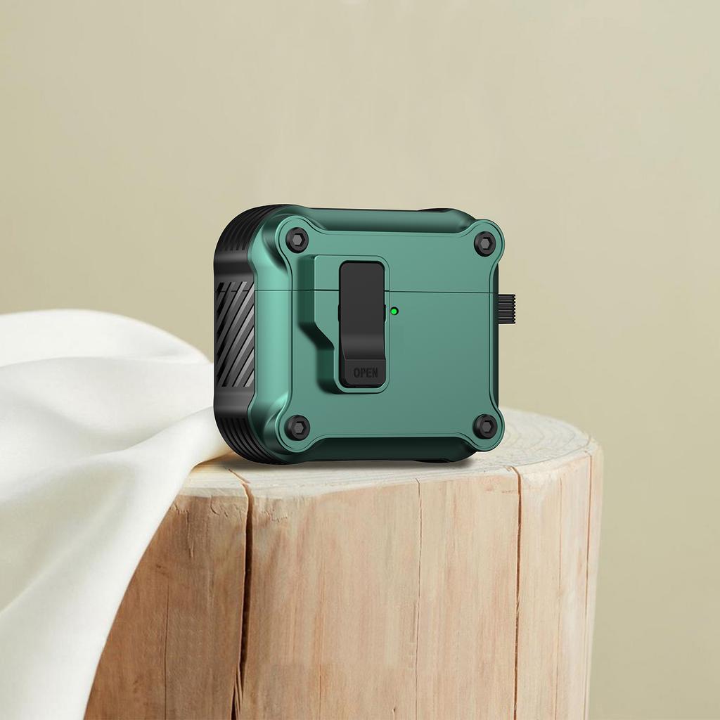 For AirPods 4 Case TPU+PC Protector Bluetooth-compatible Earbuds Cover with Carabiner