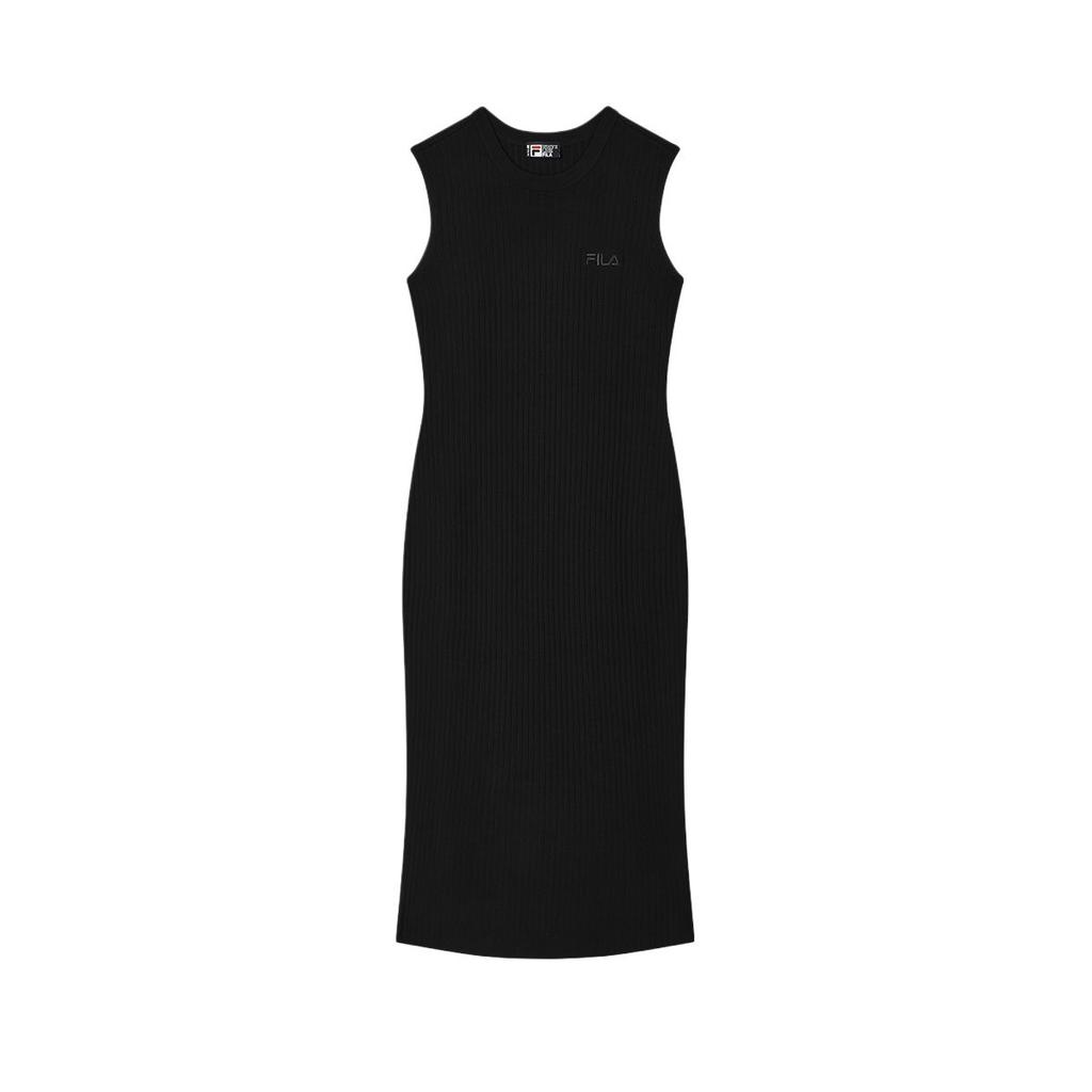 FILA Modern Heritage Fashion Casual Simple Solid Color Sleeveless Dress Women dresses Black F51W528302F-BK