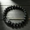 Noter New Gothic Skull Bracelet For Men Stainless Steel Metal 8mm Lava Howlite Obsidian Strand Braslet Sports Wrist Accessories