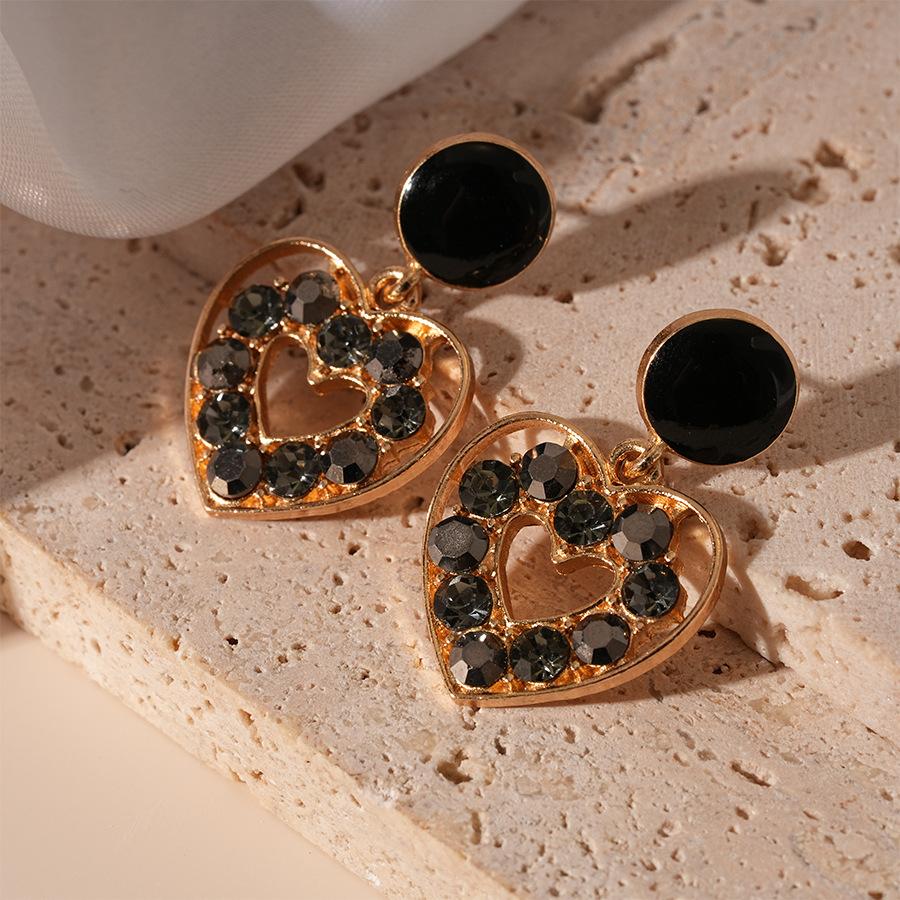 European and American Black Diamond-encrusted Butterfly Flower Fringed Earrings Temperament Earrings Light Luxury Earrings Women
