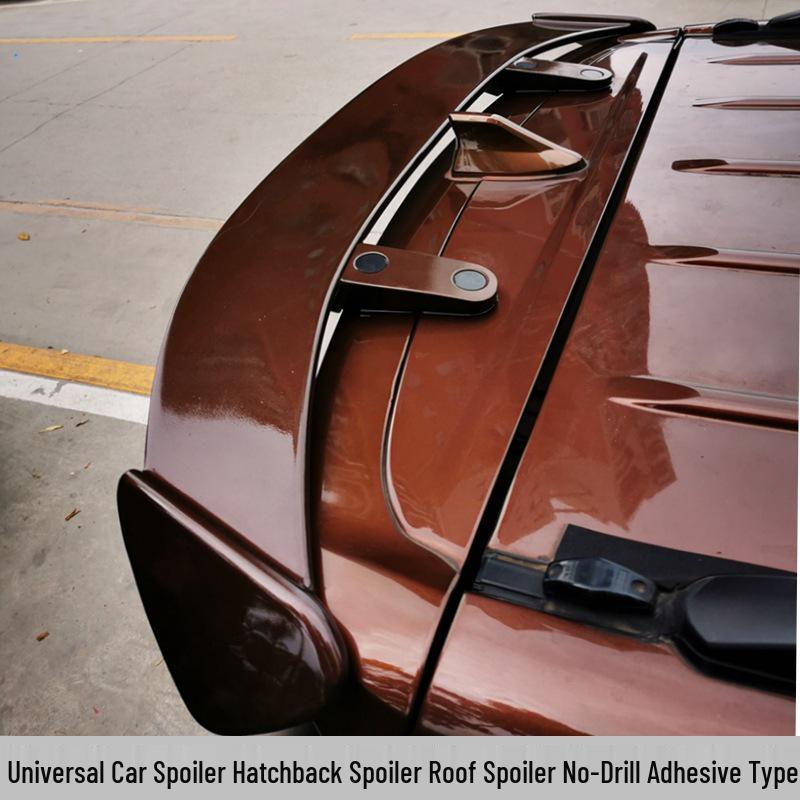 

SUV Hatchback Sport Rear Roof Spoiler - Carbon Fiber Pattern, Black Airplane Wing Style Deflector Unfinished [Requires Own Painting]