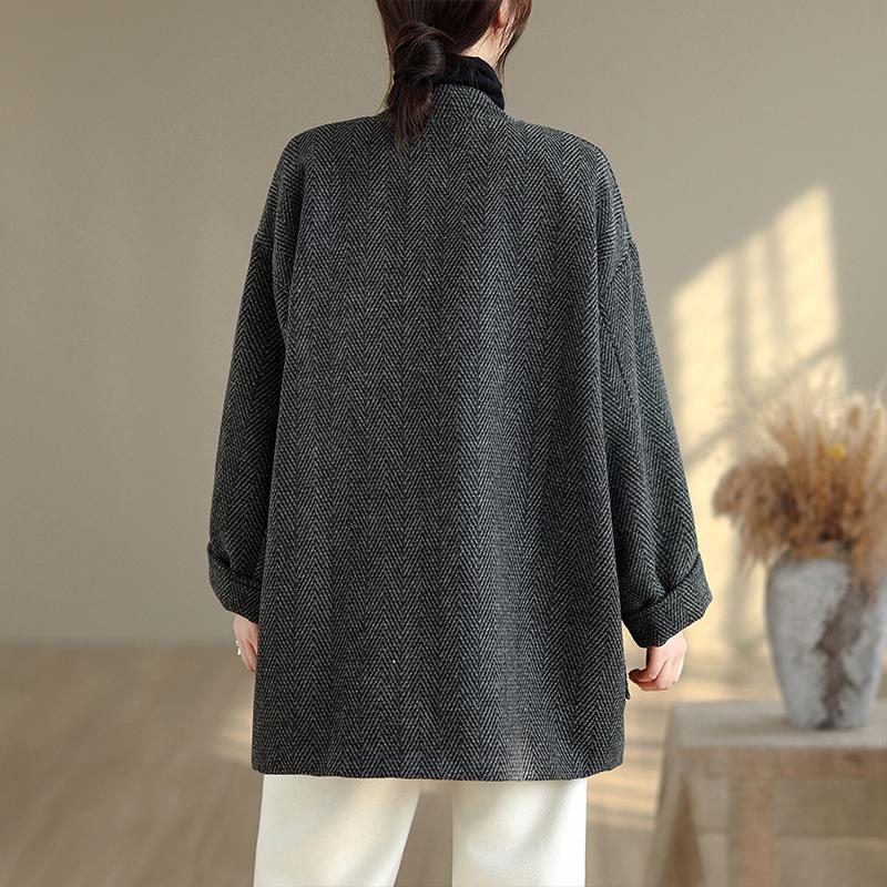 DIMANAF 2025 New Autumn Winter Plus Size Women Coats Jackets Thick Loose Casual Vintage Lady Outerwear