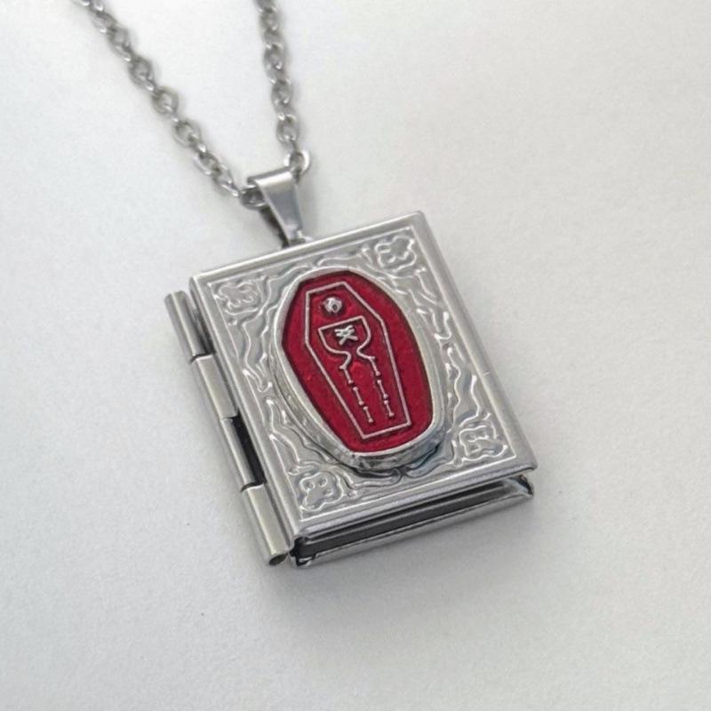 Jun An Retro Gothic Black Coffin Book Necklace